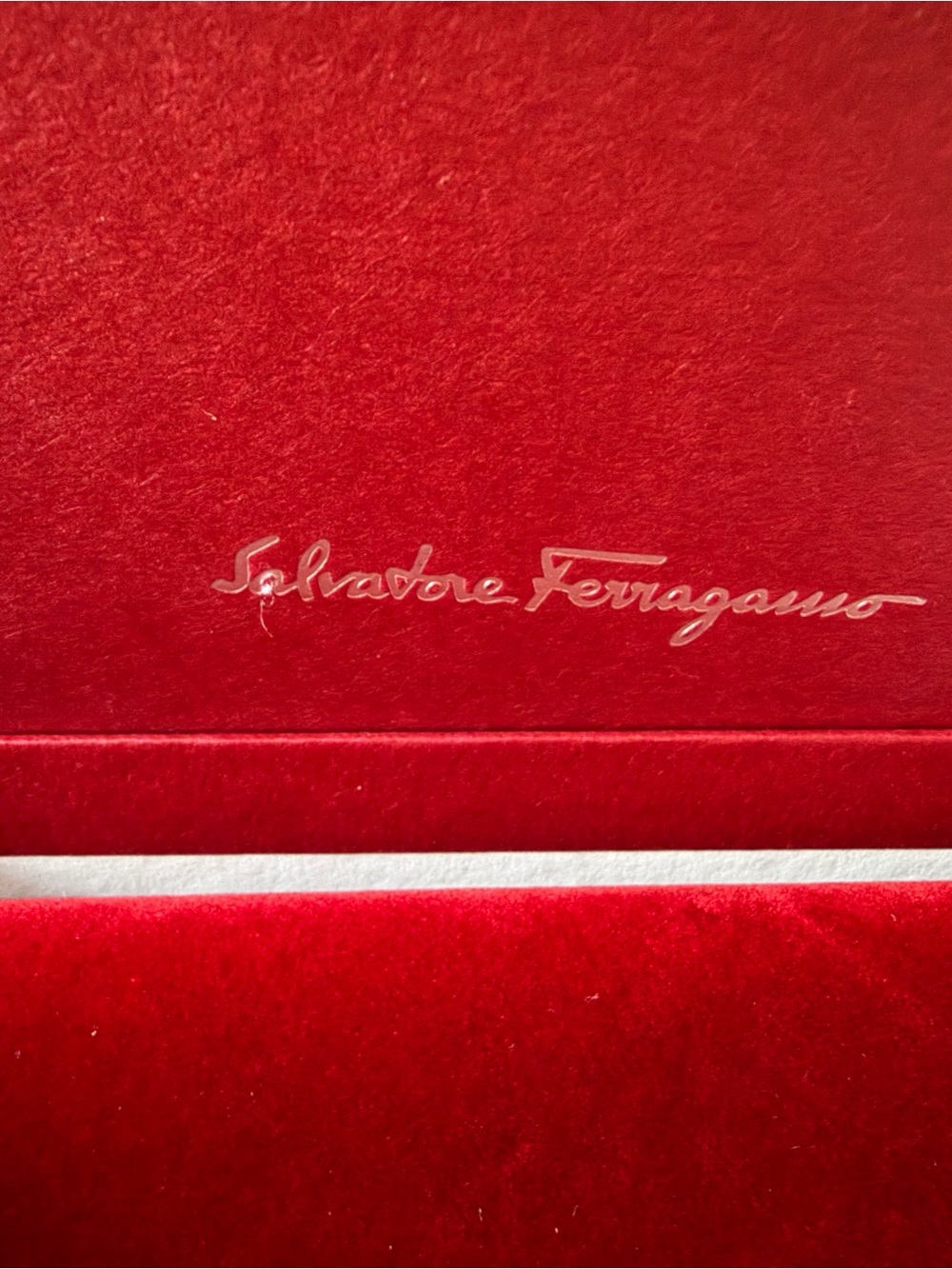Salvatore Ferragamo Red Box with a Suede cloth branded